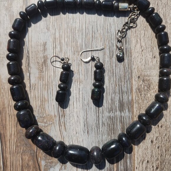 Jay King DTR mine finds Black Opal Necklace and earrings set 925 Sterling Silver - Picture 10 of 16